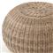 Airah Coastal Beach Beige Rounded Woven Wicker Outdoor Ottoman