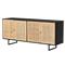 Emilie Coastal Beach 4 Door Black Wash Mango Wood Cane Metal Legs Sideboard