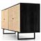 Emilie Coastal Beach 4 Door Black Wash Mango Wood Cane Metal Legs Sideboard