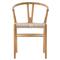Wanda Mid Century Modern Natural Teak Beige Rattan Outdoor Dining Chair