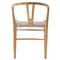 Wanda Mid Century Modern Natural Teak Beige Rattan Outdoor Dining Chair