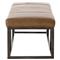 Zarro Modern Classic Brown Leather Cushion Gunmetal Iron Frame Bench