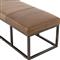 Zarro Modern Classic Brown Leather Cushion Gunmetal Iron Frame Bench