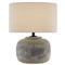 Vivian Industrial Loft Round Beige Linen Shade Grey Concrete Table Lamp