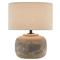 Vivian Industrial Loft Round Beige Linen Shade Grey Concrete Table Lamp