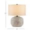Vivian Industrial Loft Round Beige Linen Shade Grey Concrete Table Lamp
