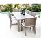 Ezra Modern Taupe Grey Aluminum Beige Outdoor Dining Arm Chair