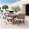 Ezra Modern Taupe Grey Aluminum Beige Outdoor Dining Arm Chair