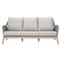 Lorry Coastal Beach Platinum Grey Woven Rope Teak Wood Outdoor Sofa - 79&quot;W
