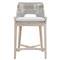 Theodore Coastal Beach Taupe Woven Cushion Solid Grey Teak Outdoor Counter Stool