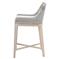 Theodore Coastal Beach Taupe Woven Cushion Solid Grey Teak Outdoor Counter Stool