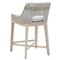 Theodore Coastal Beach Taupe Woven Cushion Solid Grey Teak Outdoor Counter Stool