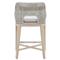 Theodore Coastal Beach Taupe Woven Cushion Solid Grey Teak Outdoor Counter Stool