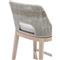 Theodore Coastal Beach Taupe Woven Cushion Solid Grey Teak Outdoor Counter Stool