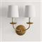 Kendra French Country Antique Gold Leaf 2 Shades Wall Sconce
