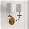Kendra French Country Antique Gold Leaf 2 Shades Wall Sconce