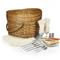 Lauren Modern Classic Brown Willow Cream Heart Picnic Basket with Serveware for 2