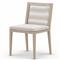 Cheryl Modern Light Grey Cushion Woven Natural Teak Wood Outdoor Dining Side Chair
