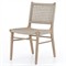 Julius Modern Off White Woven Rope Brown Teak Wood Outdoor Dining Side Chair