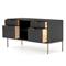 Theodore Industrial Loft Black Wood Grey Iron 4 Drawer Filing Credenza