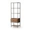 Theodore Industrial Loft Brown Wood Grey Iron Frame 2 Drawer Display Bookcase