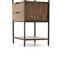 Theodore Industrial Loft Brown Wood Grey Iron Frame 2 Drawer Display Bookcase