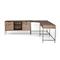 Theodore Industrial Loft Brown Wood Iron Corner Desk Set