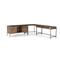 Theodore Industrial Loft Brown Wood Iron Corner Desk Set