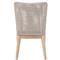 Kailey Coastal Grey Teak Beige Woven Rope Outdoor Dining Side Chair - Set of 2