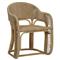 Rina Ellen Coastal Brown Rush Rattan Frame Dining Arm Chair