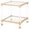 Rowan Modern Classic Glass Top Clear Acrylic Gold Metal Frame Side End Table