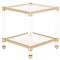 Rowan Modern Classic Glass Top Clear Acrylic Gold Metal Frame Side End Table