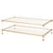 Rowan Modern Classic Glass Top Clear Acrylic Gold Metal Frame Rectangular Coffee Table