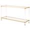 Rowan Modern Classic Glass Top Clear Acrylic Gold Metal Frame Console Table