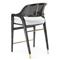 Edward Coastal White Linen Black Mahogany Woven Cane Counter Stool
