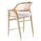 Edward Coastal White Linen Natural Mahogany Woven Cane Counter Stool