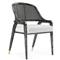 Edward Coastal White Linen Upholstered Black Mahogany Dining Arm Chair