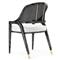 Edward Coastal White Linen Upholstered Black Mahogany Dining Arm Chair