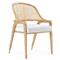 Edward Coastal White Upholstered Linen Mahogany Dining Arm Chair