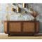 Daphne Mid Century Dark Acacia Wood Woven Cane Rattan 4 Door Media Cabinet - 68&quot;W