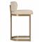 Freya Modern Classic White Upholstered Antique Brass Counter Stool