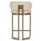Freya Modern Classic White Upholstered Antique Brass Counter Stool