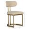 Freya Hollywood Regency Cream Upholstered Antique Brass Dining Side Chair