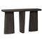 Laura Rustic Lodge Black Oak Wood Round Edge Console Table
