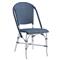 Gene Coastal Beach Navy Blue Faux Rattan White Aluminum Frame Outdoor Dining Chair