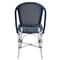 Gene Coastal Beach Navy Blue Faux Rattan White Aluminum Frame Outdoor Dining Chair