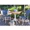Gene Coastal Beach Navy Blue Faux Rattan White Aluminum Frame Outdoor Dining Chair