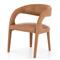 Alexander Mid Century Modern Brown Upholstered Leather Dining Arm Chair