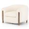 Riley Mid Century Cream Performance Brown Wood Barrel Chair