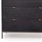 Theodore Industrial Loft Black Wood Leather Pull 5 Drawer Dresser